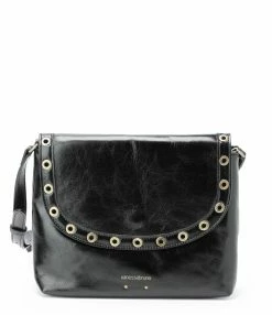 VANESSA BRUNO Sac Crossbody Cuir Craquelé Noir