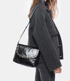 VANESSA BRUNO Sac Crossbody Cuir Craquelé Noir -jerome dreyfuss shop unnamed file 2070