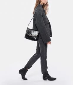 VANESSA BRUNO Sac Crossbody Cuir Craquelé Noir -jerome dreyfuss shop unnamed file 2071