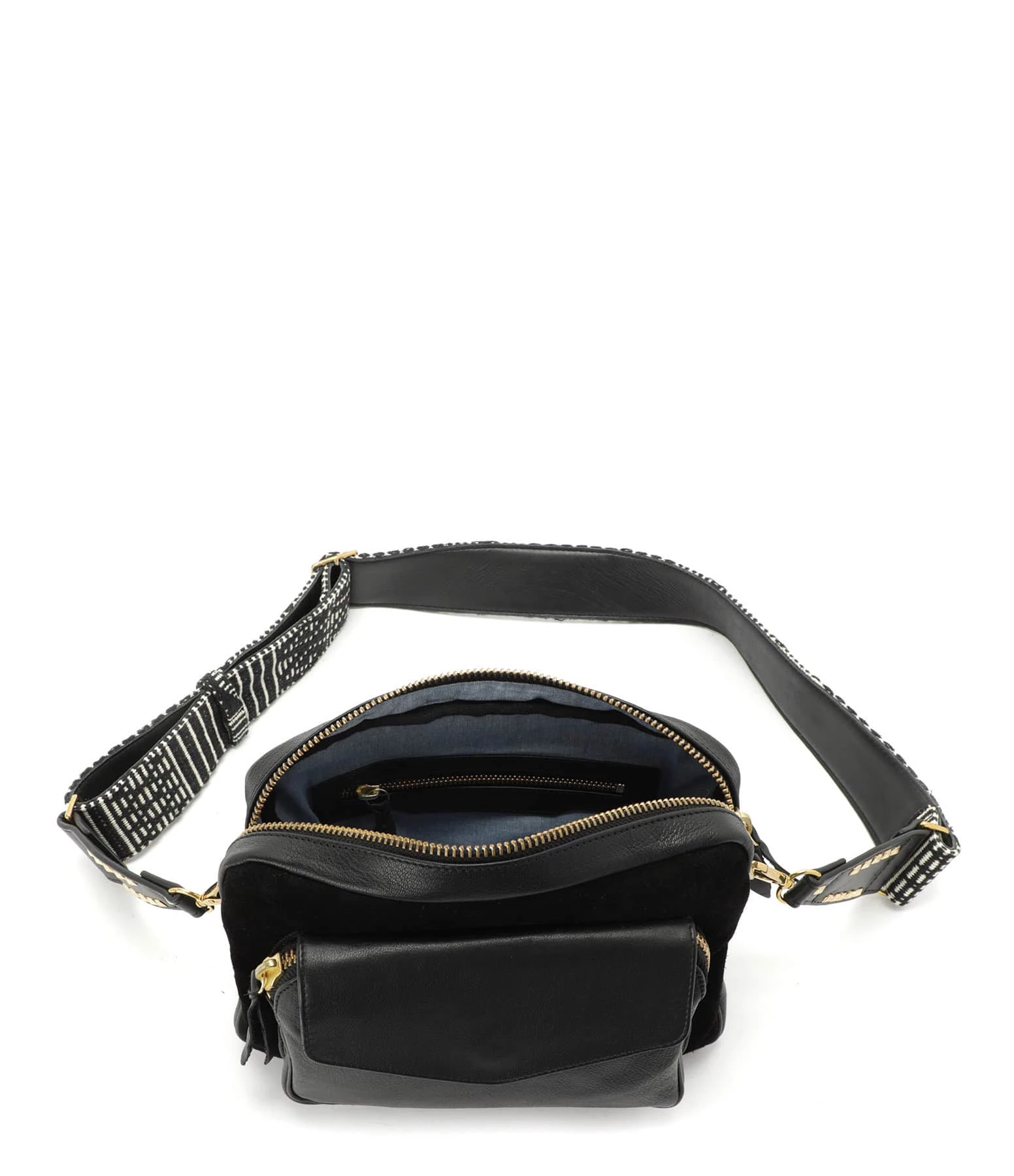CLARIS VIROT Sac Big Charly Cuir Grainé Suédé Noir Doré 5 CLARIS VIROT Sac Big Charly Cuir Grainé Suédé Noir Doré – Image 3