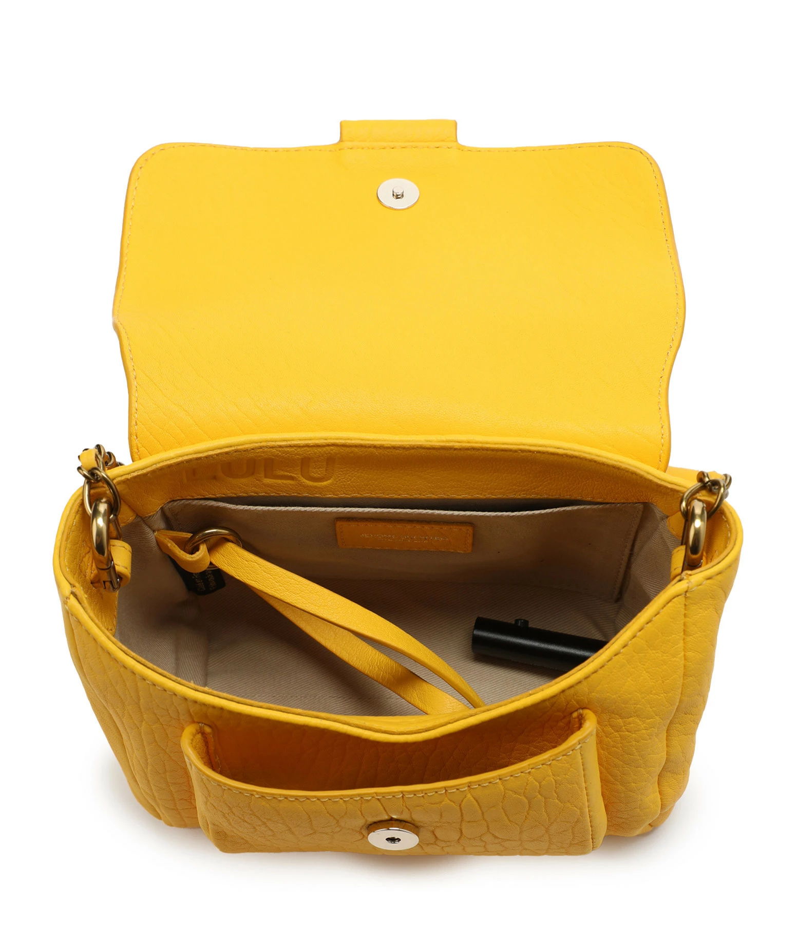 JEROME DREYFUSS Sac Lulu S Cuir Bubble Jaune Tournesol 6 JEROME DREYFUSS Sac Lulu S Cuir Bubble Jaune Tournesol – Image 4