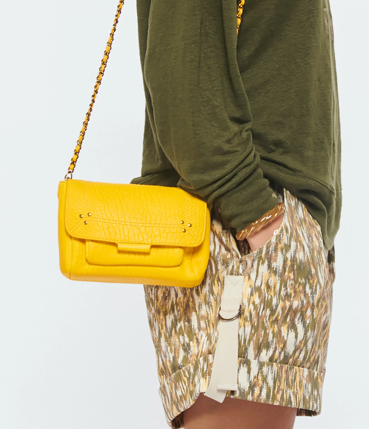 JEROME DREYFUSS Sac Lulu S Cuir Bubble Jaune Tournesol 8 JEROME DREYFUSS Sac Lulu S Cuir Bubble Jaune Tournesol – Image 6