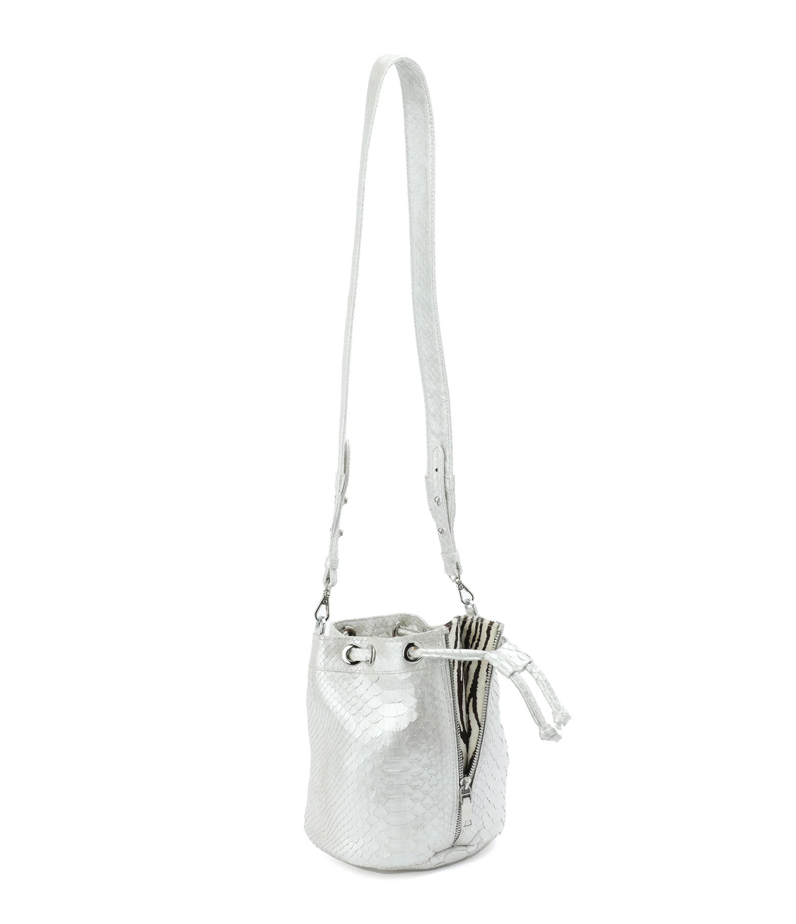 SISTA PARIS Sac Amber Python Argenté Zèbre 4 SISTA PARIS Sac Amber Python Argenté Zèbre – Image 2