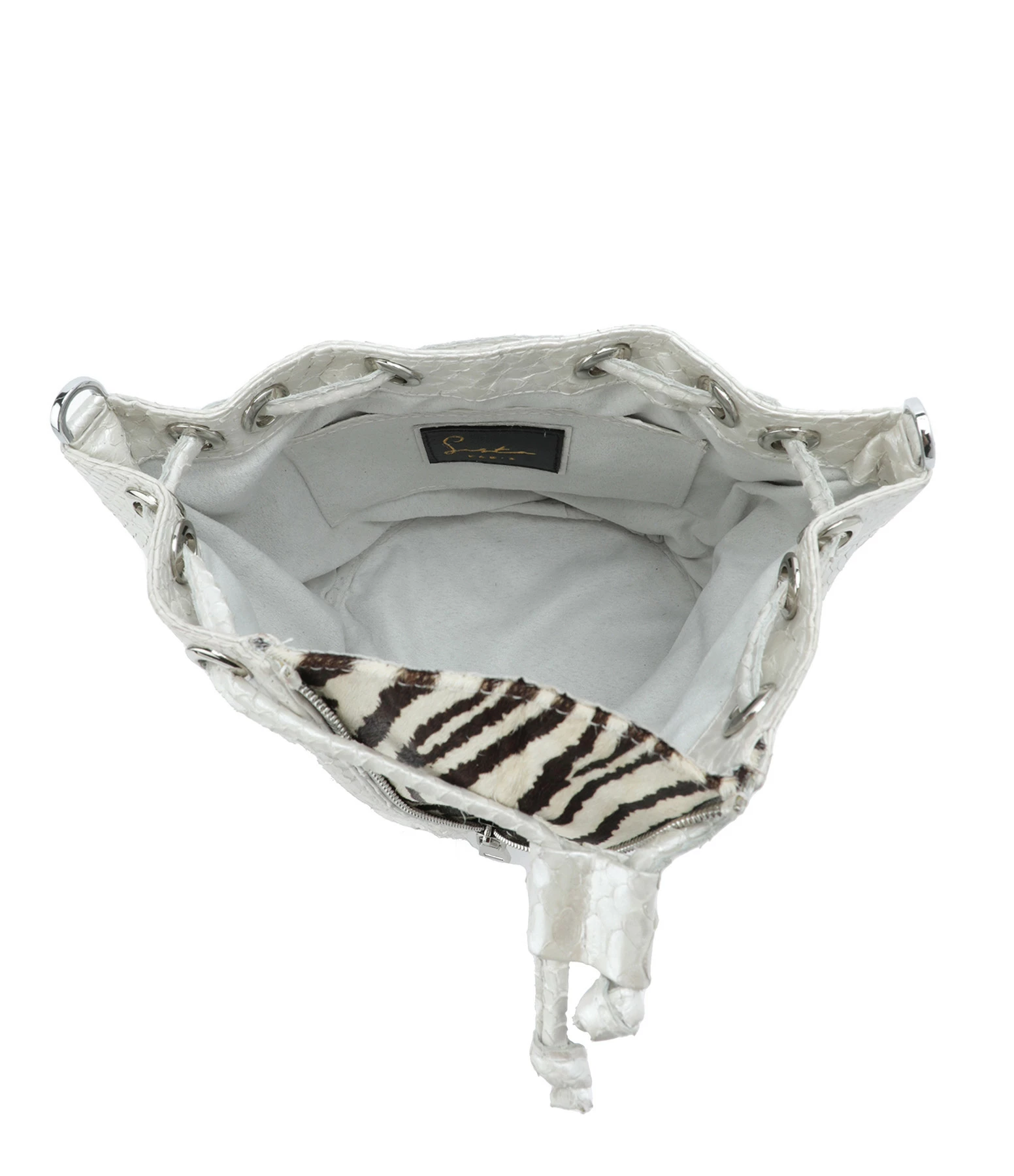SISTA PARIS Sac Amber Python Argenté Zèbre 5 SISTA PARIS Sac Amber Python Argenté Zèbre – Image 3