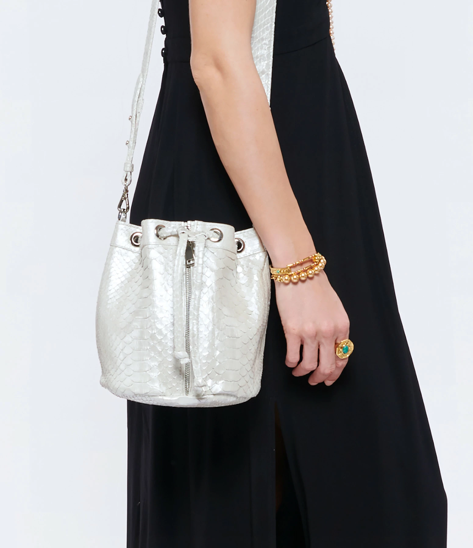 SISTA PARIS Sac Amber Python Argenté Zèbre 7 SISTA PARIS Sac Amber Python Argenté Zèbre – Image 5