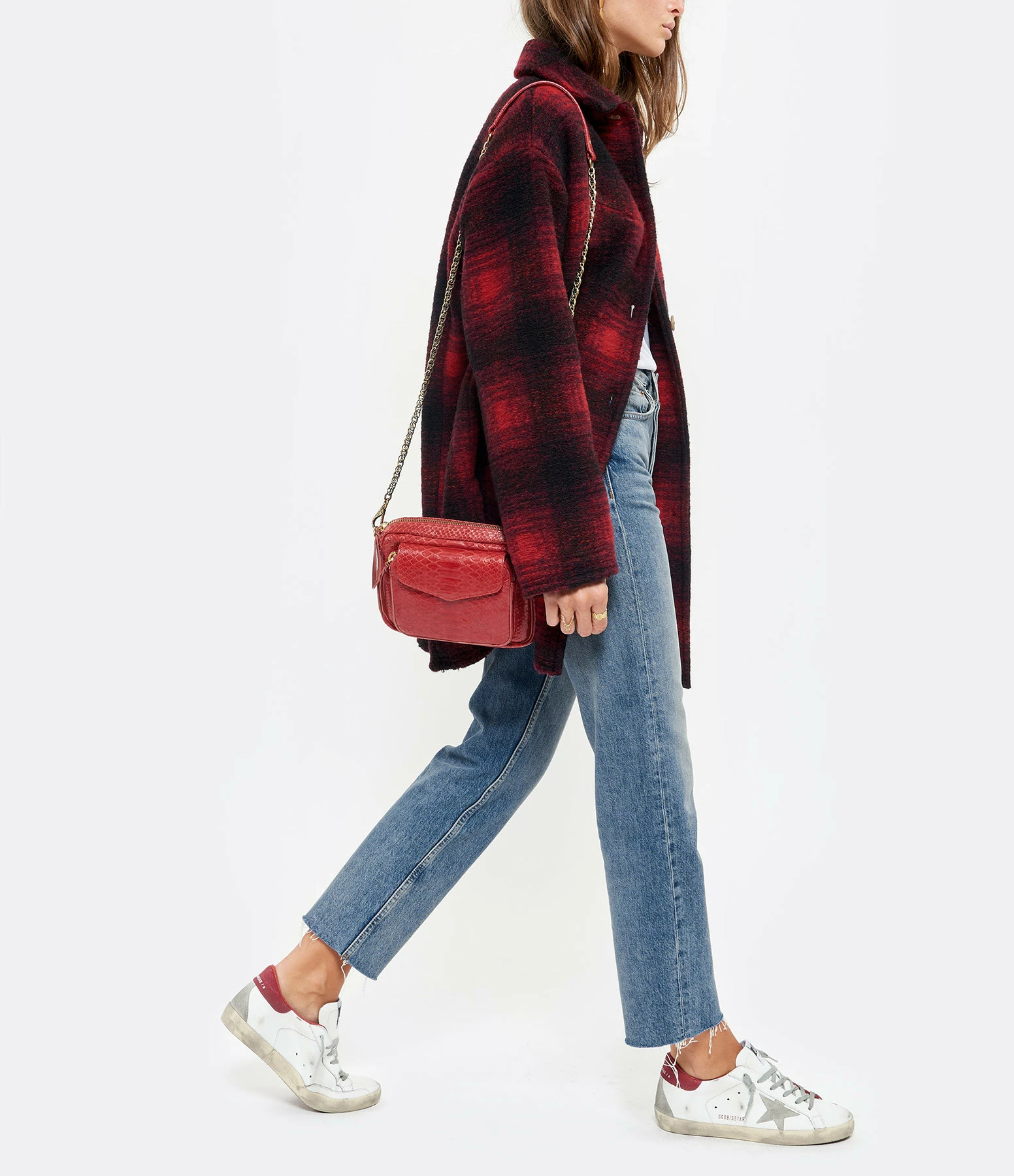 CLARIS VIROT Sac Charly Python Rouge 8 CLARIS VIROT Sac Charly Python Rouge – Image 6