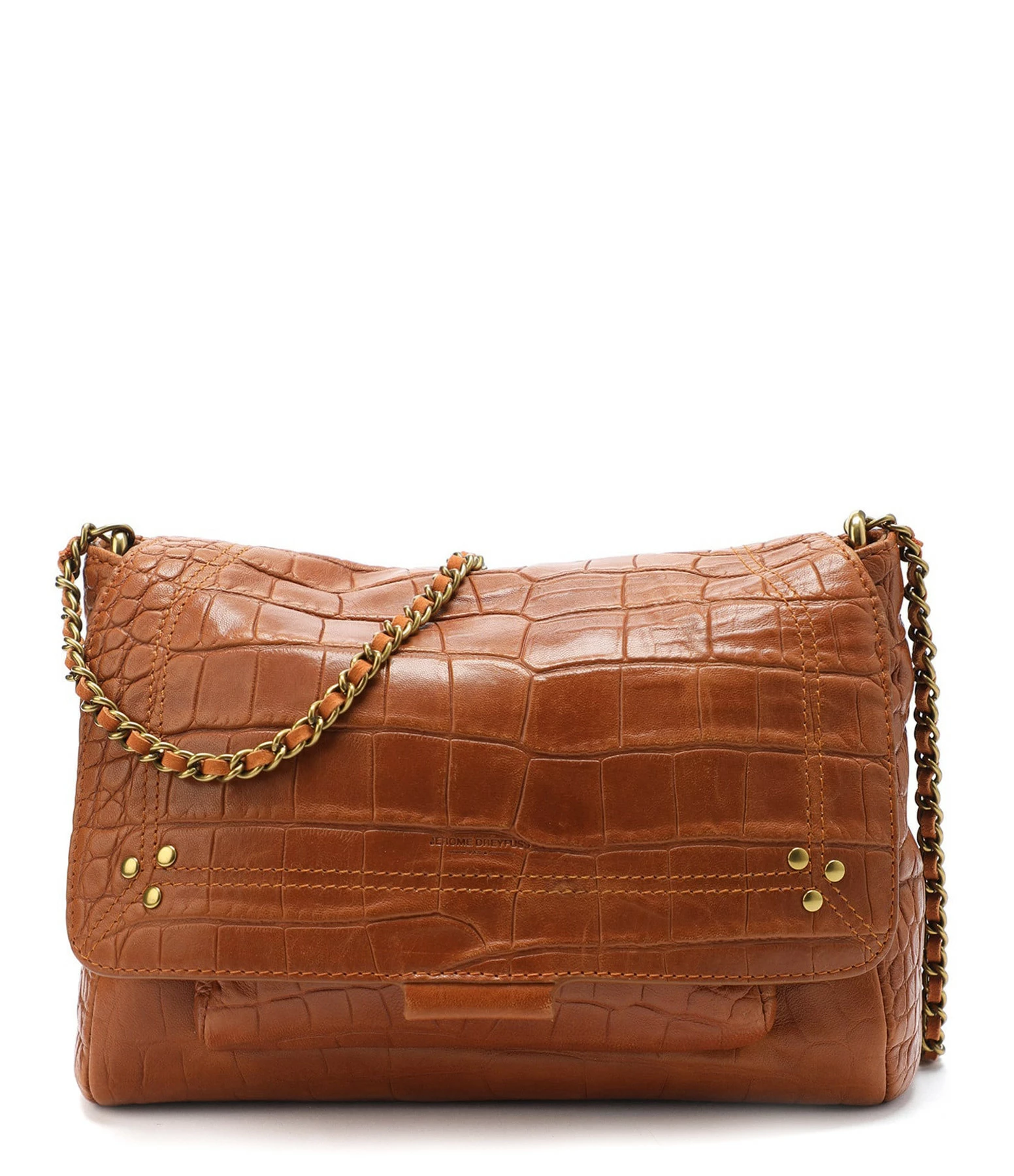 JEROME DREYFUSS Sac Lulu L Cuir Croco Whisky 3 JEROME DREYFUSS Sac Lulu L Cuir Croco Whisky