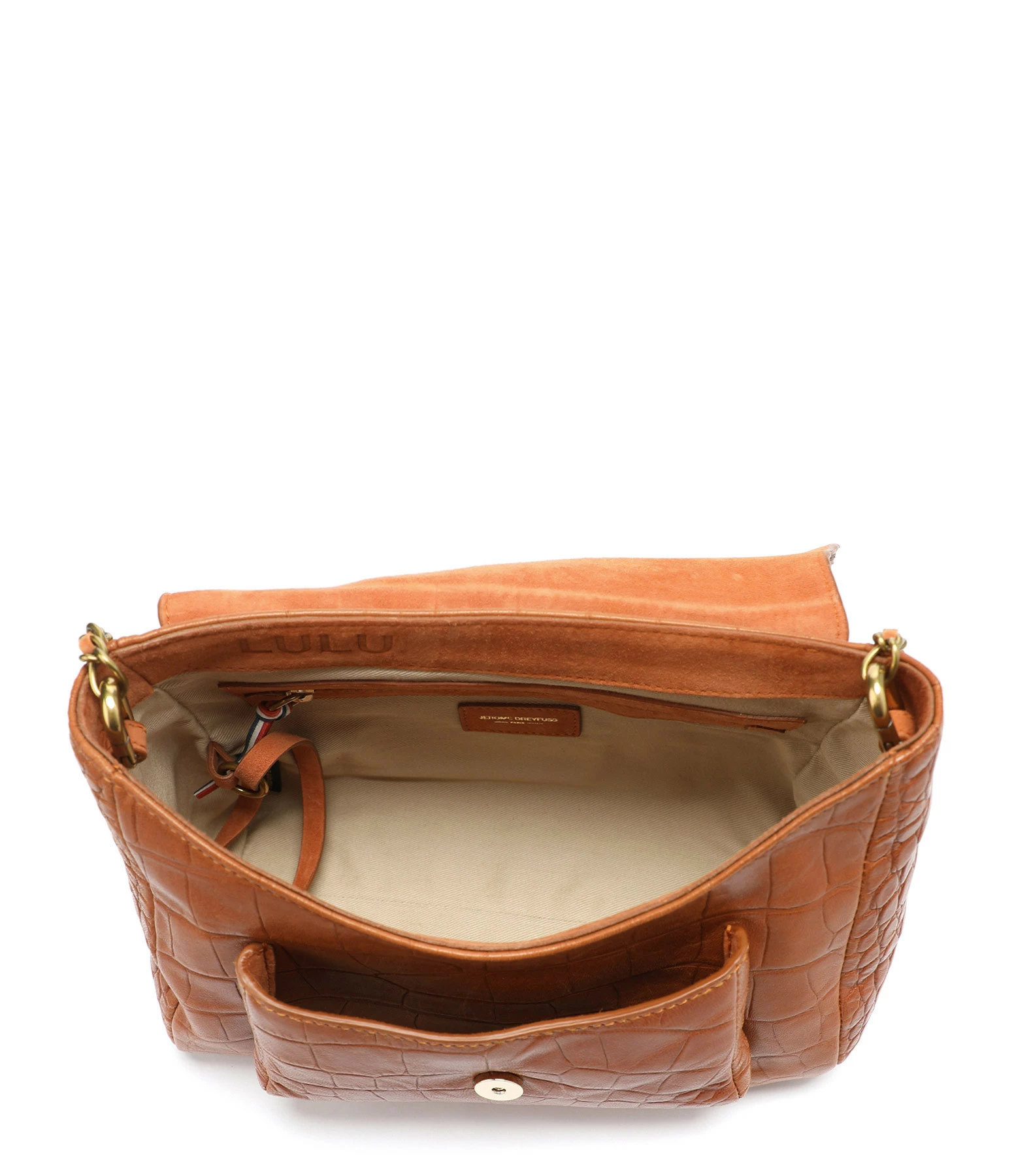 JEROME DREYFUSS Sac Lulu L Cuir Croco Whisky 6 JEROME DREYFUSS Sac Lulu L Cuir Croco Whisky – Image 4