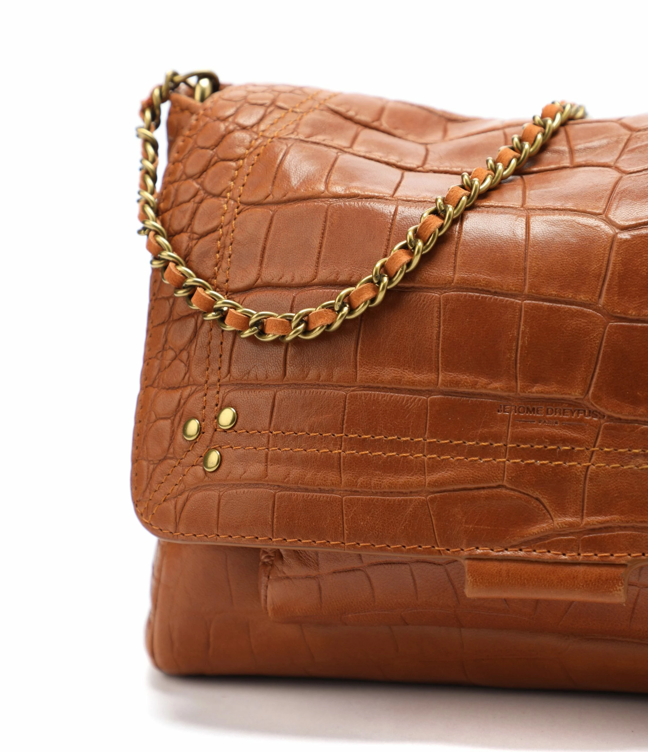 JEROME DREYFUSS Sac Lulu L Cuir Croco Whisky 7 JEROME DREYFUSS Sac Lulu L Cuir Croco Whisky – Image 5