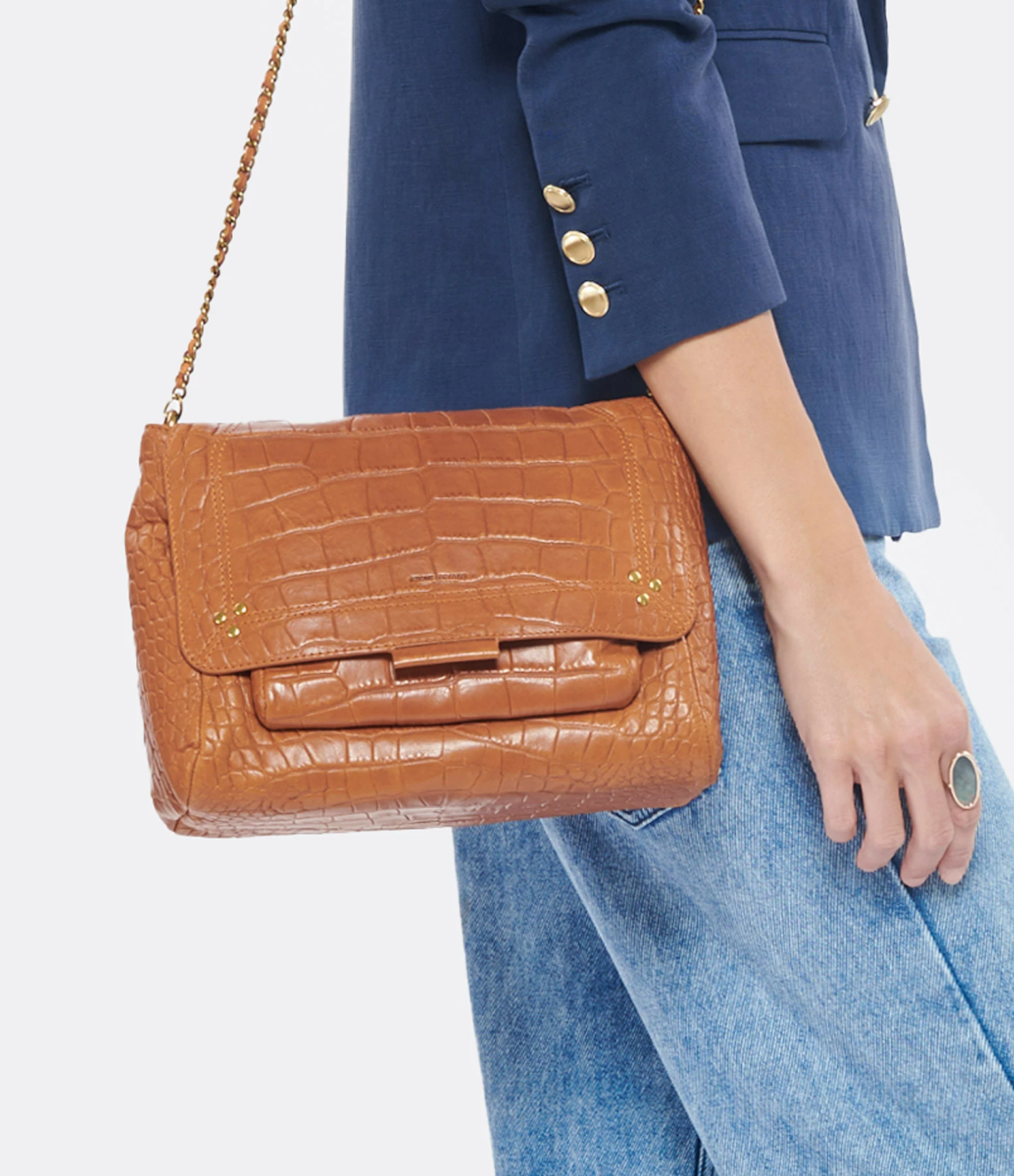 JEROME DREYFUSS Sac Lulu L Cuir Croco Whisky 8 JEROME DREYFUSS Sac Lulu L Cuir Croco Whisky – Image 6
