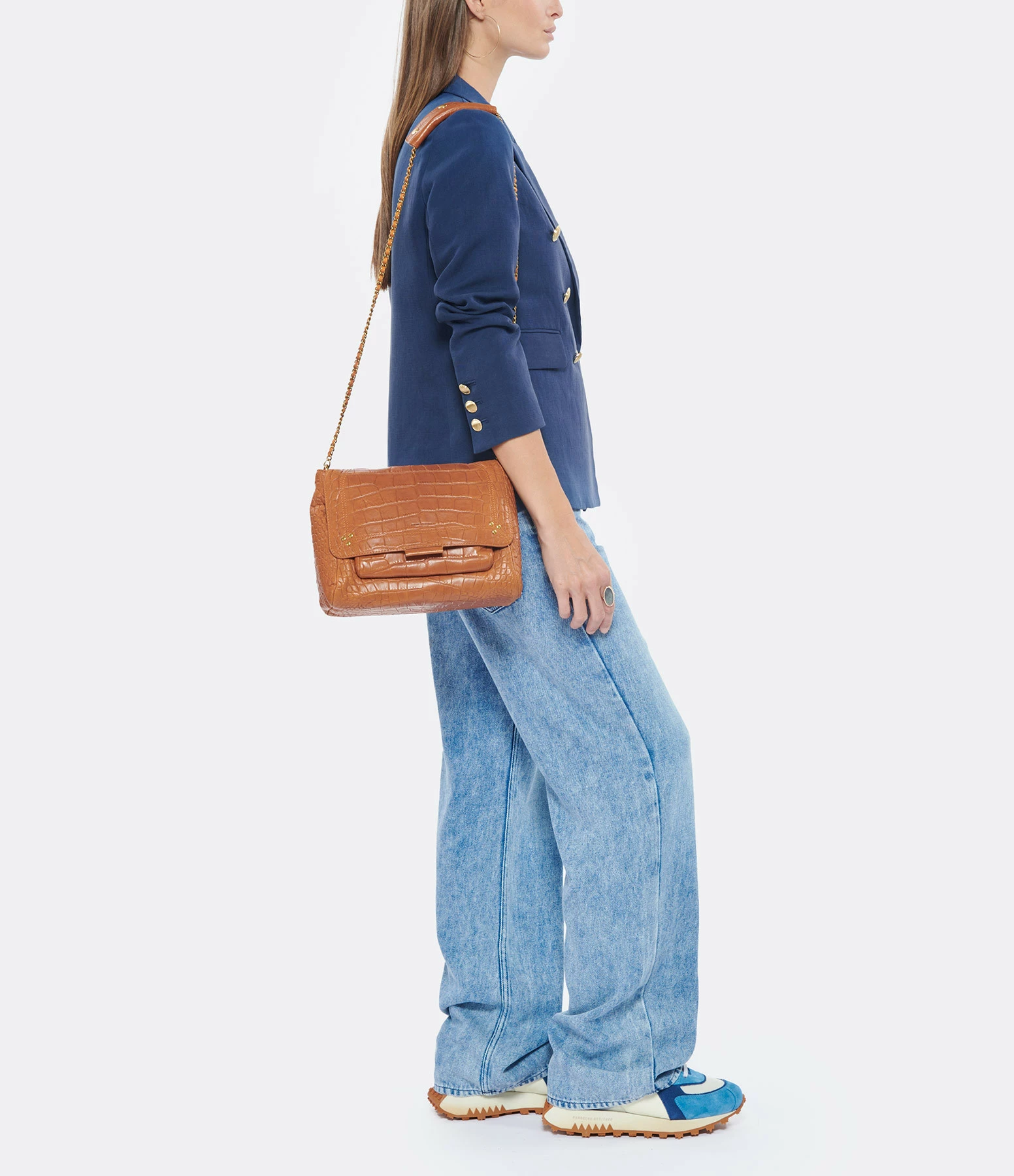 JEROME DREYFUSS Sac Lulu L Cuir Croco Whisky 9 JEROME DREYFUSS Sac Lulu L Cuir Croco Whisky – Image 7