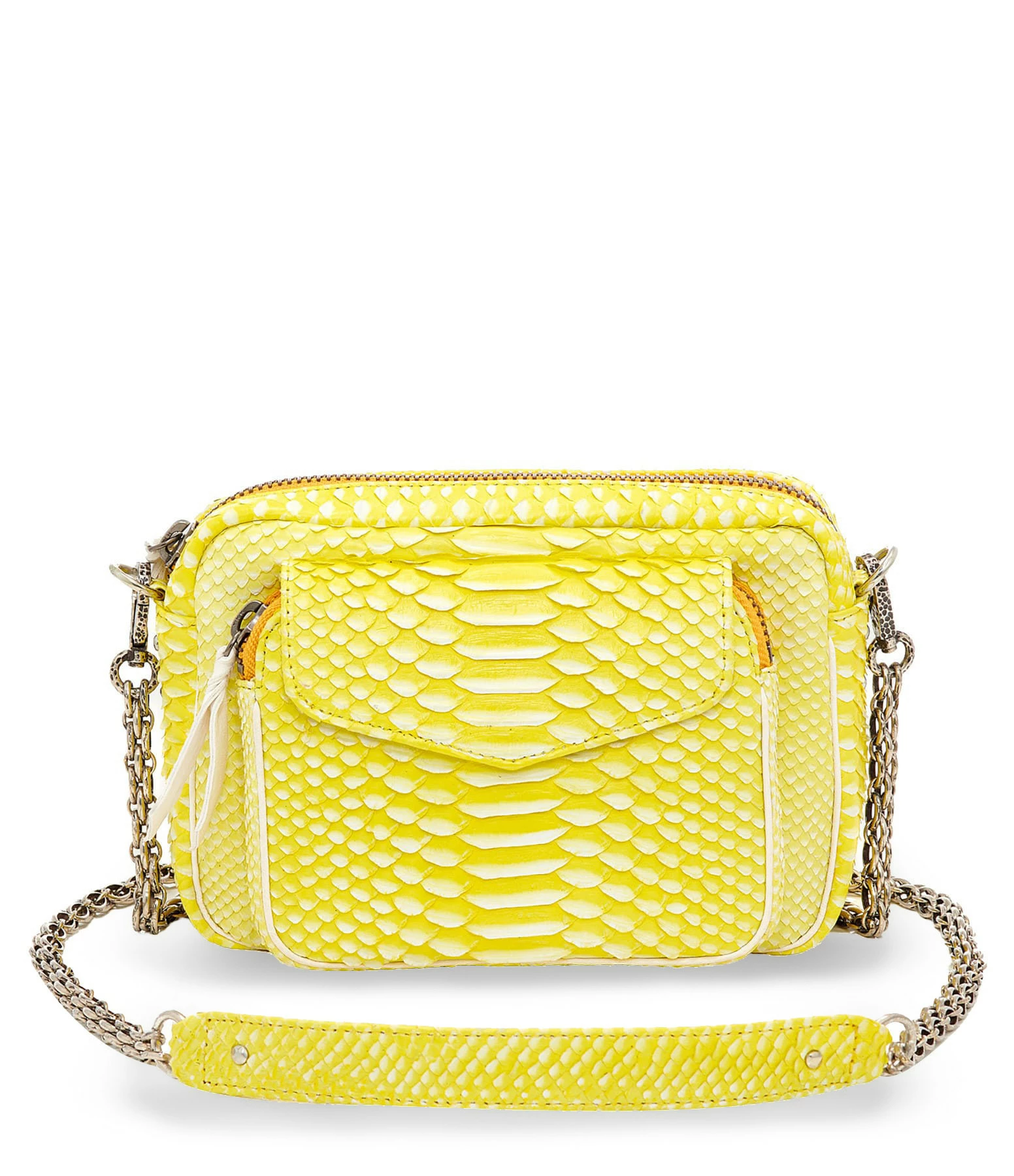 CLARIS VIROT Sac Charly Python Jaune Fluo 3 CLARIS VIROT Sac Charly Python Jaune Fluo