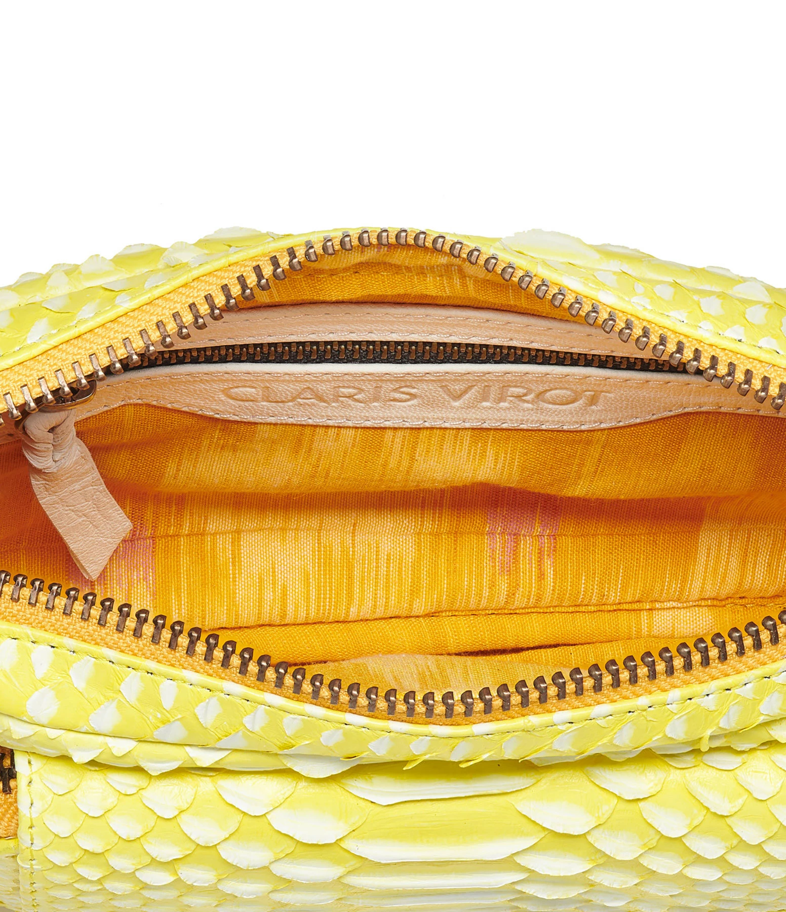 CLARIS VIROT Sac Charly Python Jaune Fluo 4 CLARIS VIROT Sac Charly Python Jaune Fluo – Image 2