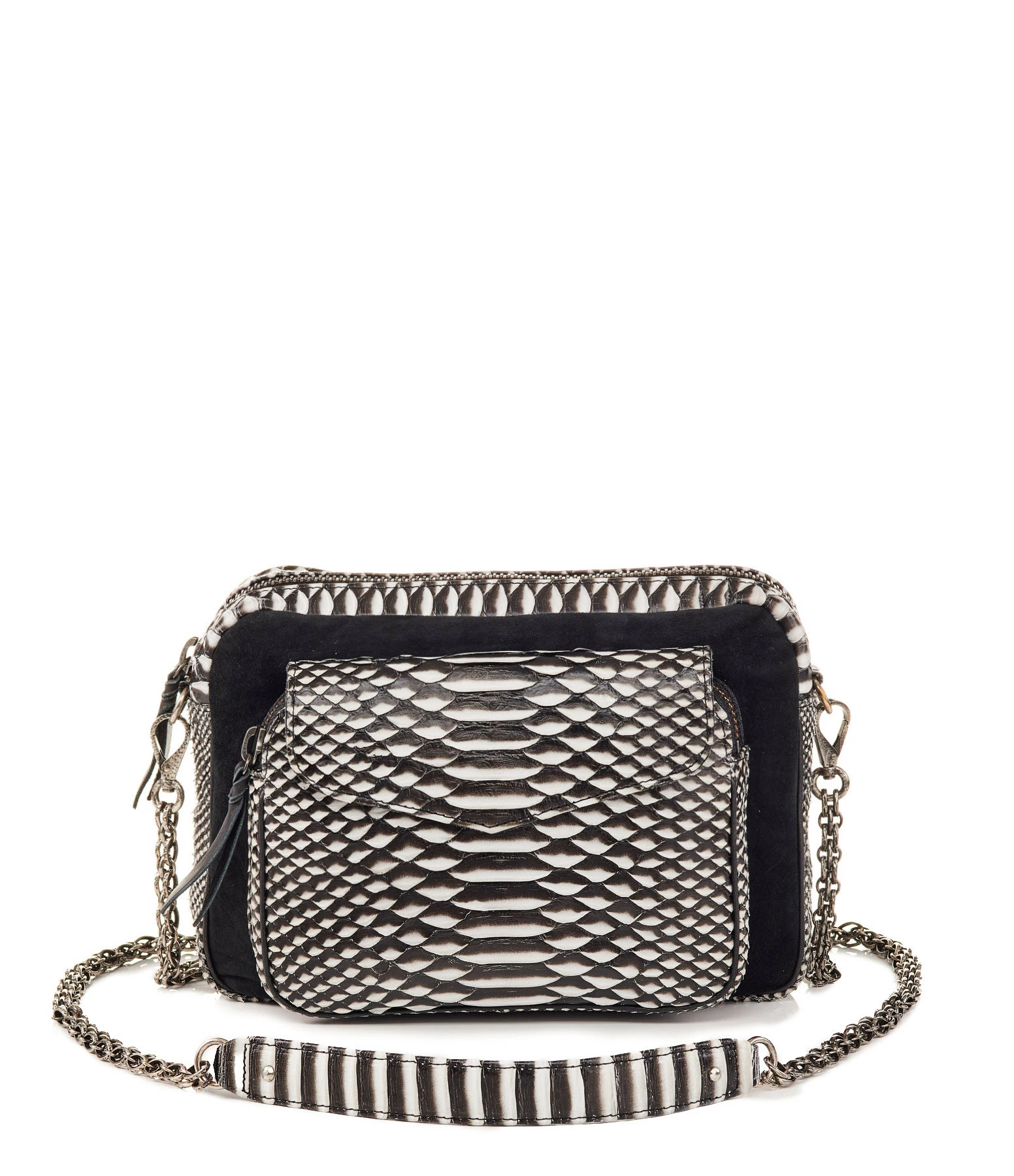 CLARIS VIROT Sac Big Charly Python, Suédé Noir Blanc 3 CLARIS VIROT Sac Big Charly Python, Suédé Noir Blanc