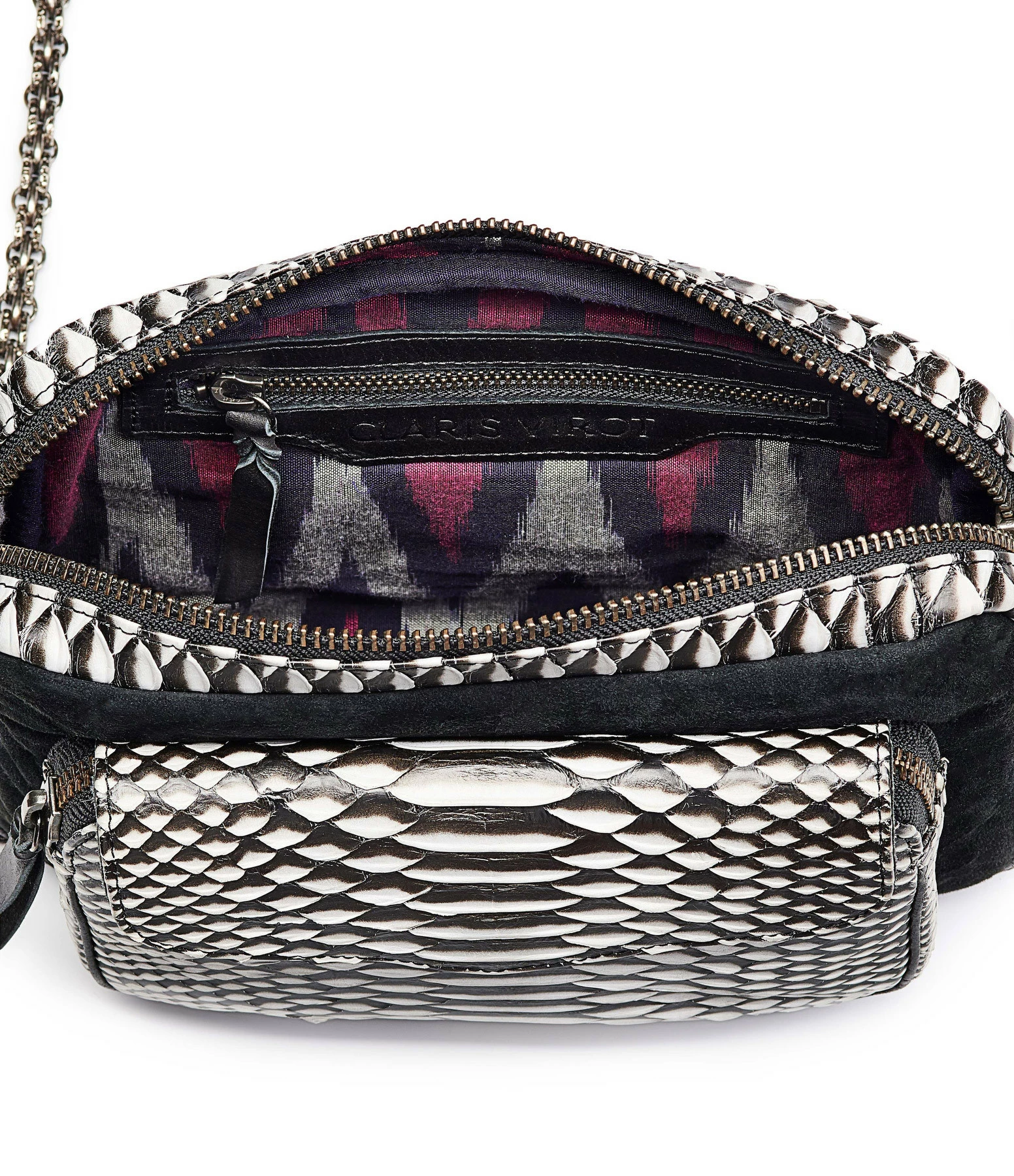 CLARIS VIROT Sac Big Charly Python, Suédé Noir Blanc 6 CLARIS VIROT Sac Big Charly Python, Suédé Noir Blanc – Image 4