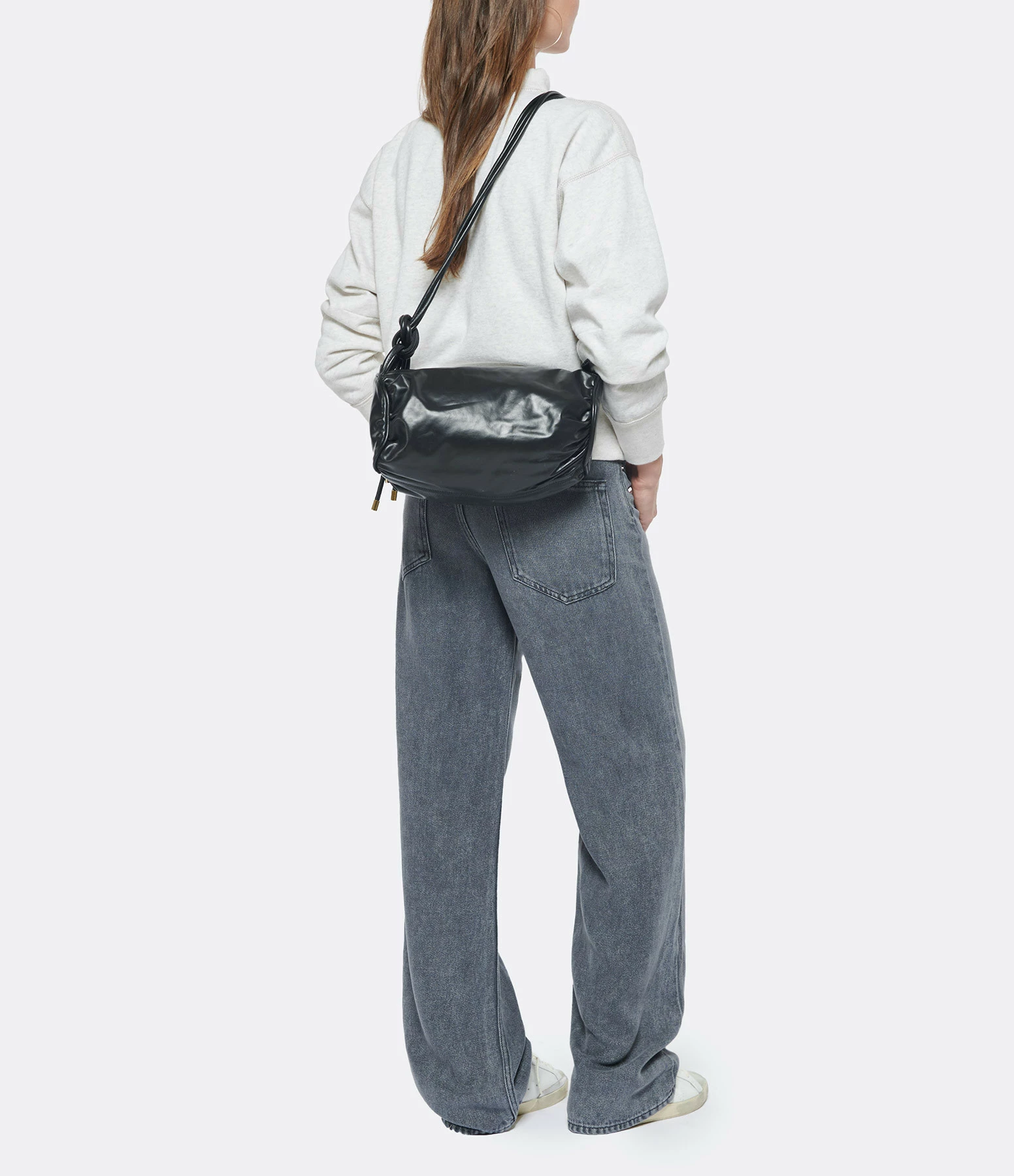 ISABEL MARANT Sac Shelby Cuir Froissé Noir Doré 8 ISABEL MARANT Sac Shelby Cuir Froissé Noir Doré – Image 6