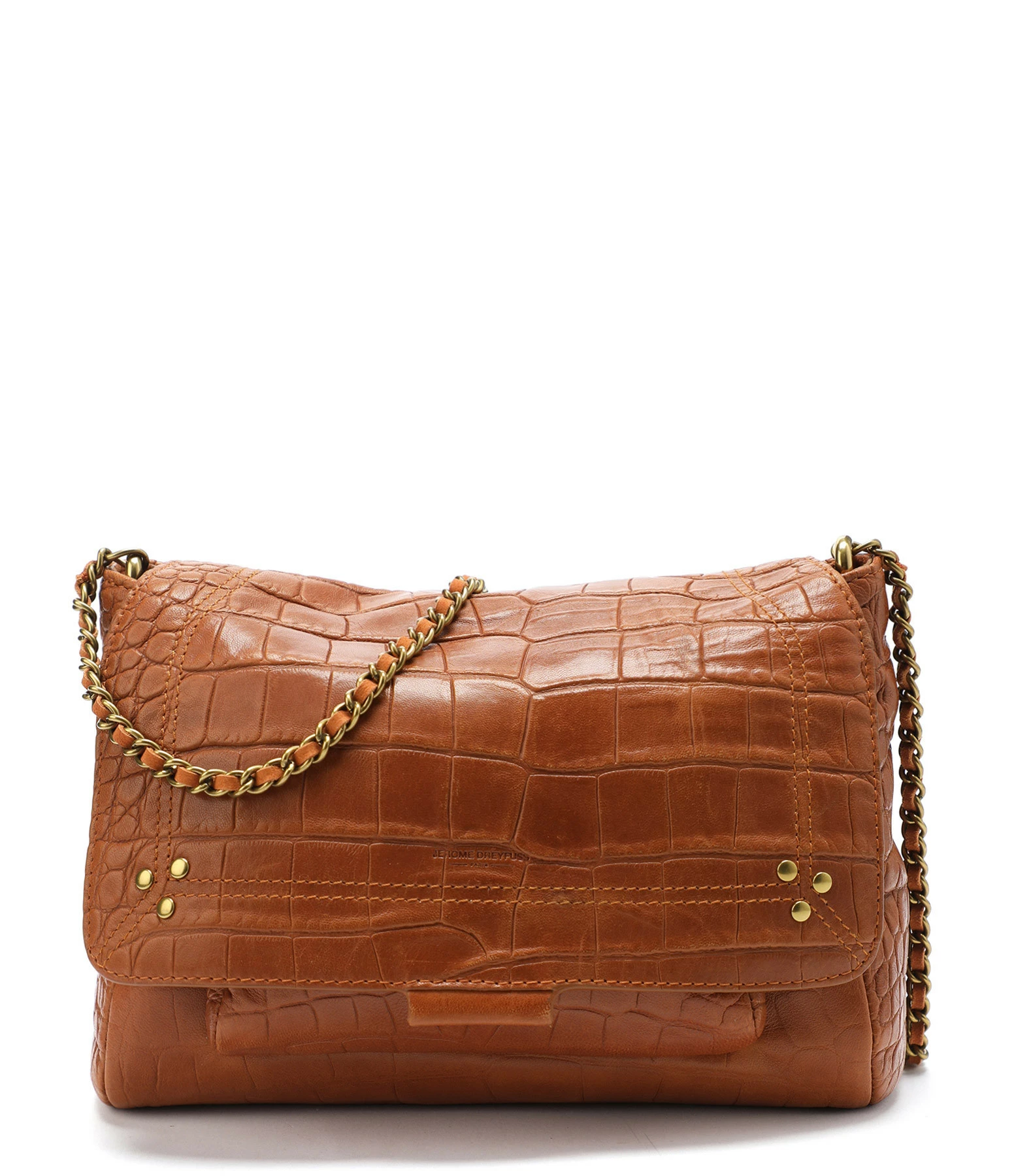 JEROME DREYFUSS Sac Lulu M Cuir Croco Whisky 3 JEROME DREYFUSS Sac Lulu M Cuir Croco Whisky