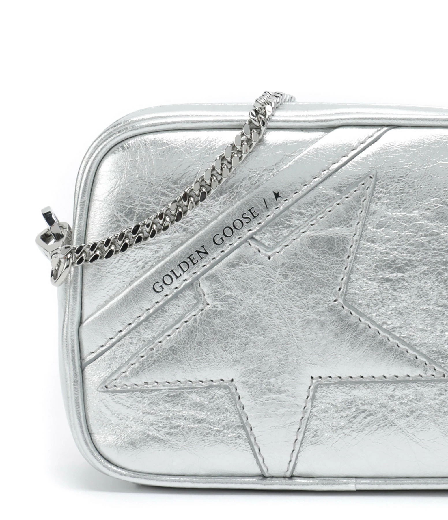 GOLDEN GOOSE Sac Mini Star Cuir Argenté 6 GOLDEN GOOSE Sac Mini Star Cuir Argenté – Image 4