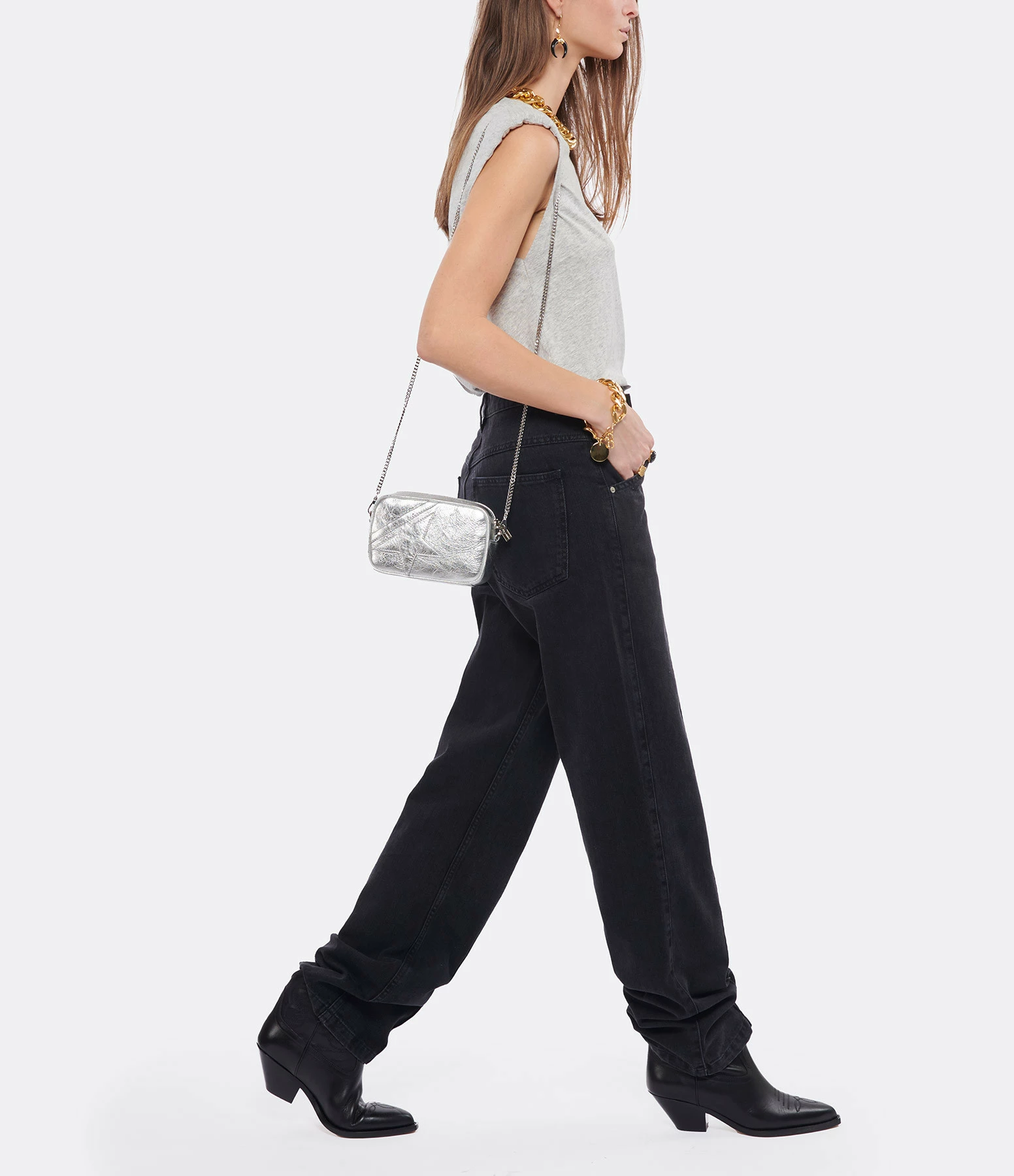 GOLDEN GOOSE Sac Mini Star Cuir Argenté 8 GOLDEN GOOSE Sac Mini Star Cuir Argenté – Image 6