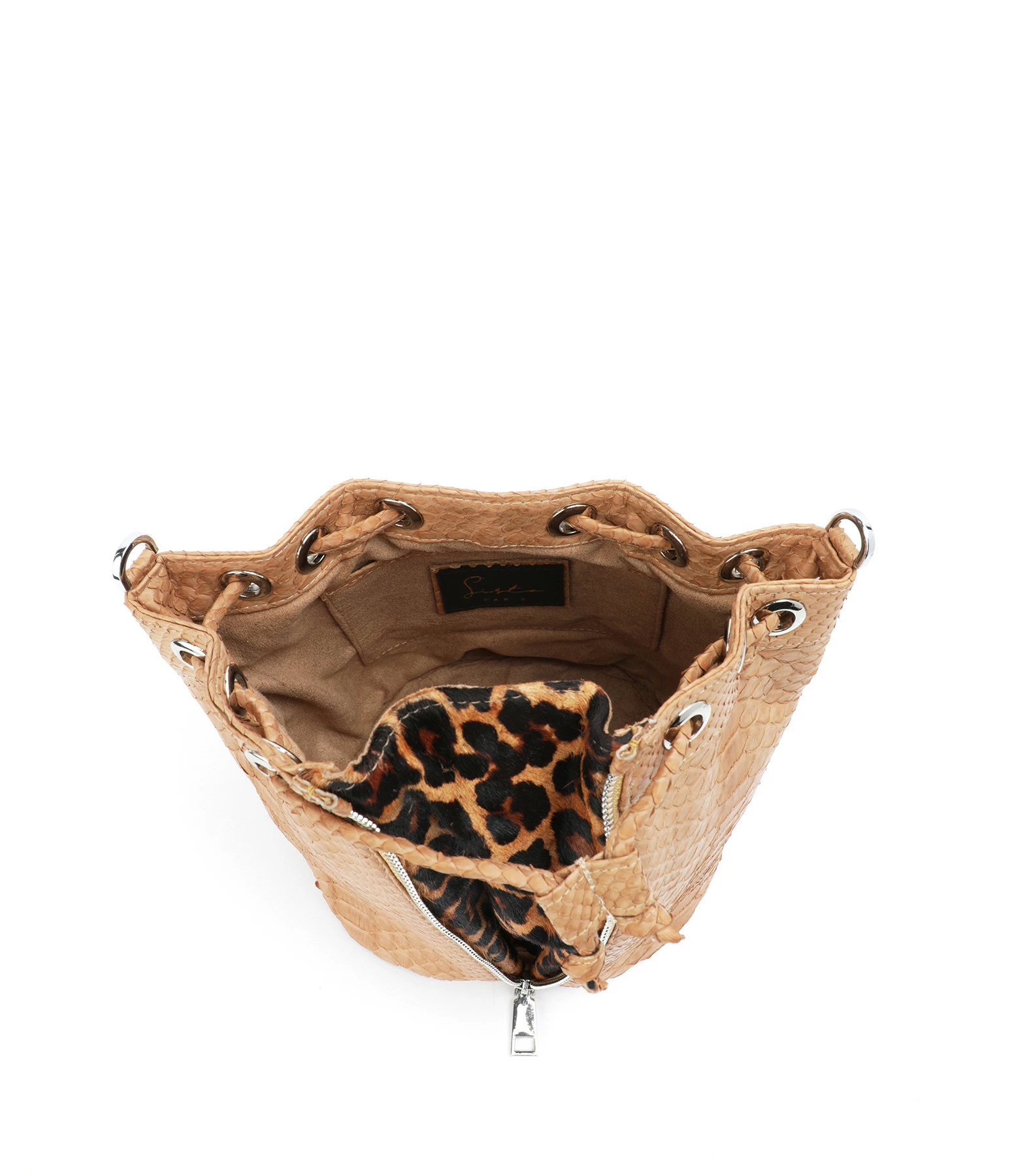 SISTA PARIS Sac Amber Python Naturel Léopard 5 SISTA PARIS Sac Amber Python Naturel Léopard – Image 3