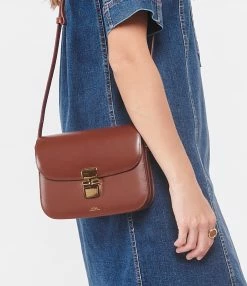 A.P.C. Sac Grace Small Cuir Lisse Noisette -jerome dreyfuss shop unnamed file 2421
