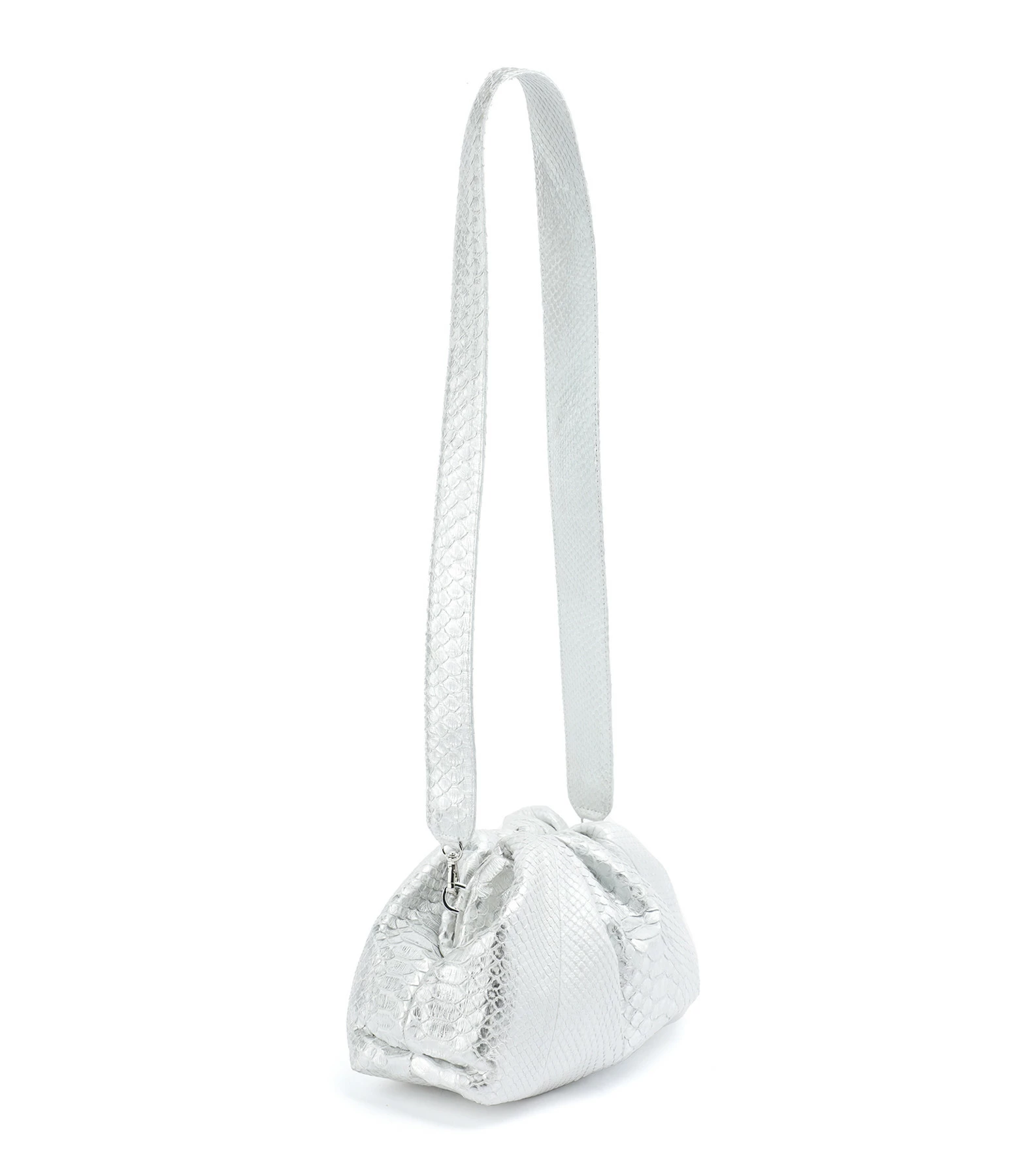 SISTA PARIS Sac Big Uniq Cuir Souple Python Blanc Argenté 4 SISTA PARIS Sac Big Uniq Cuir Souple Python Blanc Argenté – Image 2