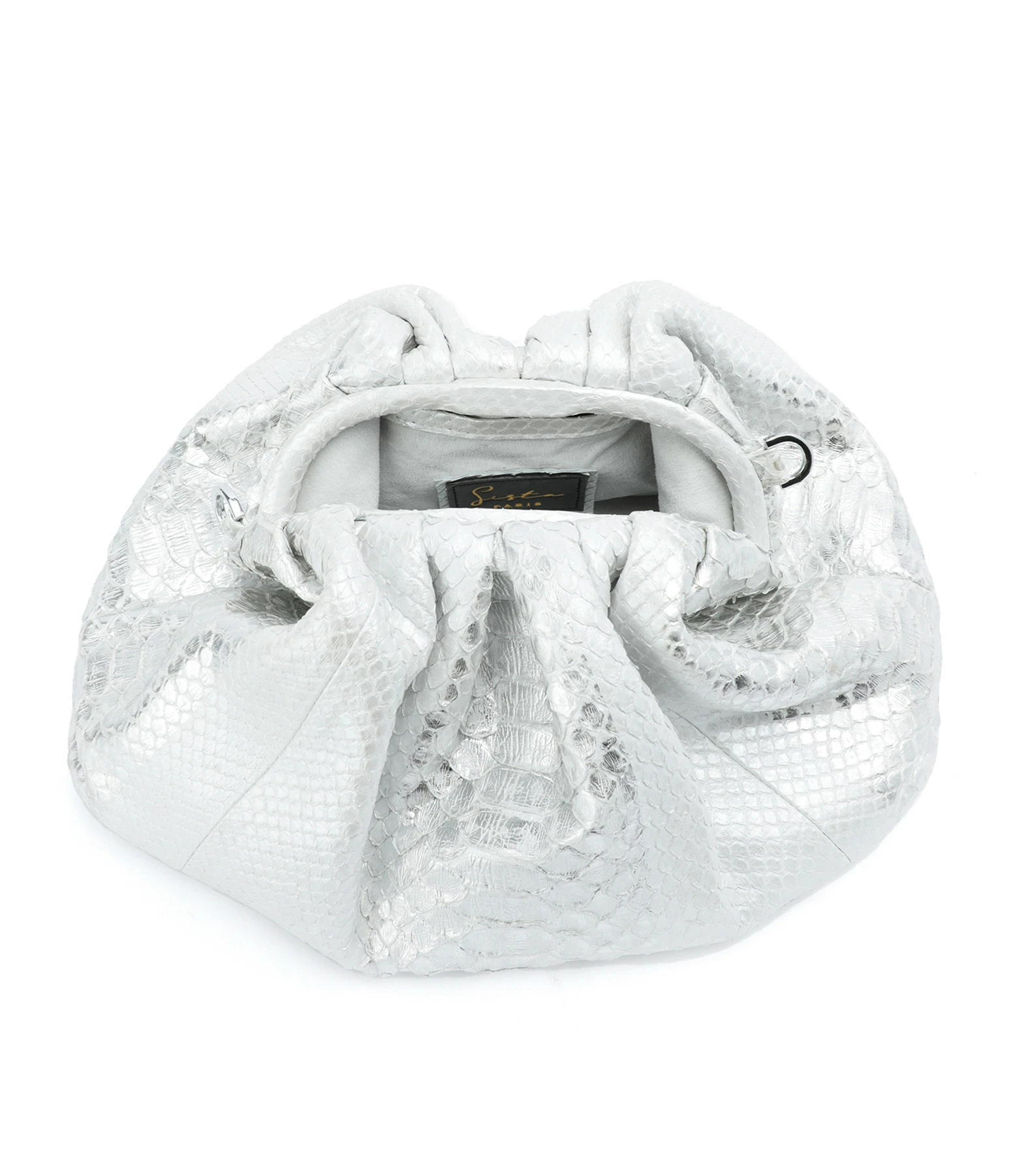 SISTA PARIS Sac Big Uniq Cuir Souple Python Blanc Argenté 5 SISTA PARIS Sac Big Uniq Cuir Souple Python Blanc Argenté – Image 3