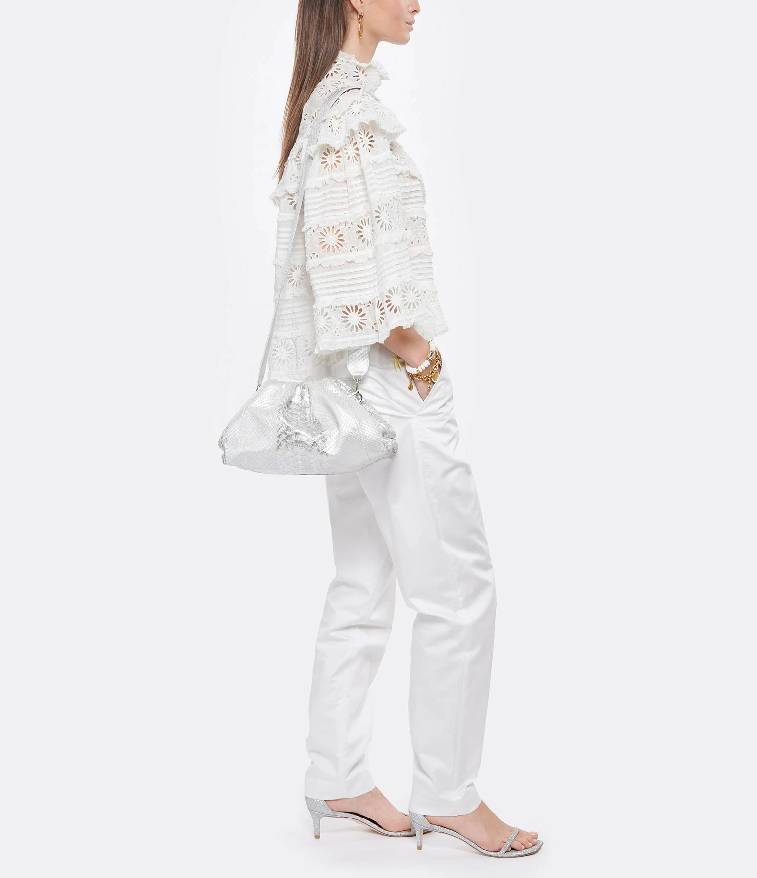 SISTA PARIS Sac Big Uniq Cuir Souple Python Blanc Argenté 8 SISTA PARIS Sac Big Uniq Cuir Souple Python Blanc Argenté – Image 6