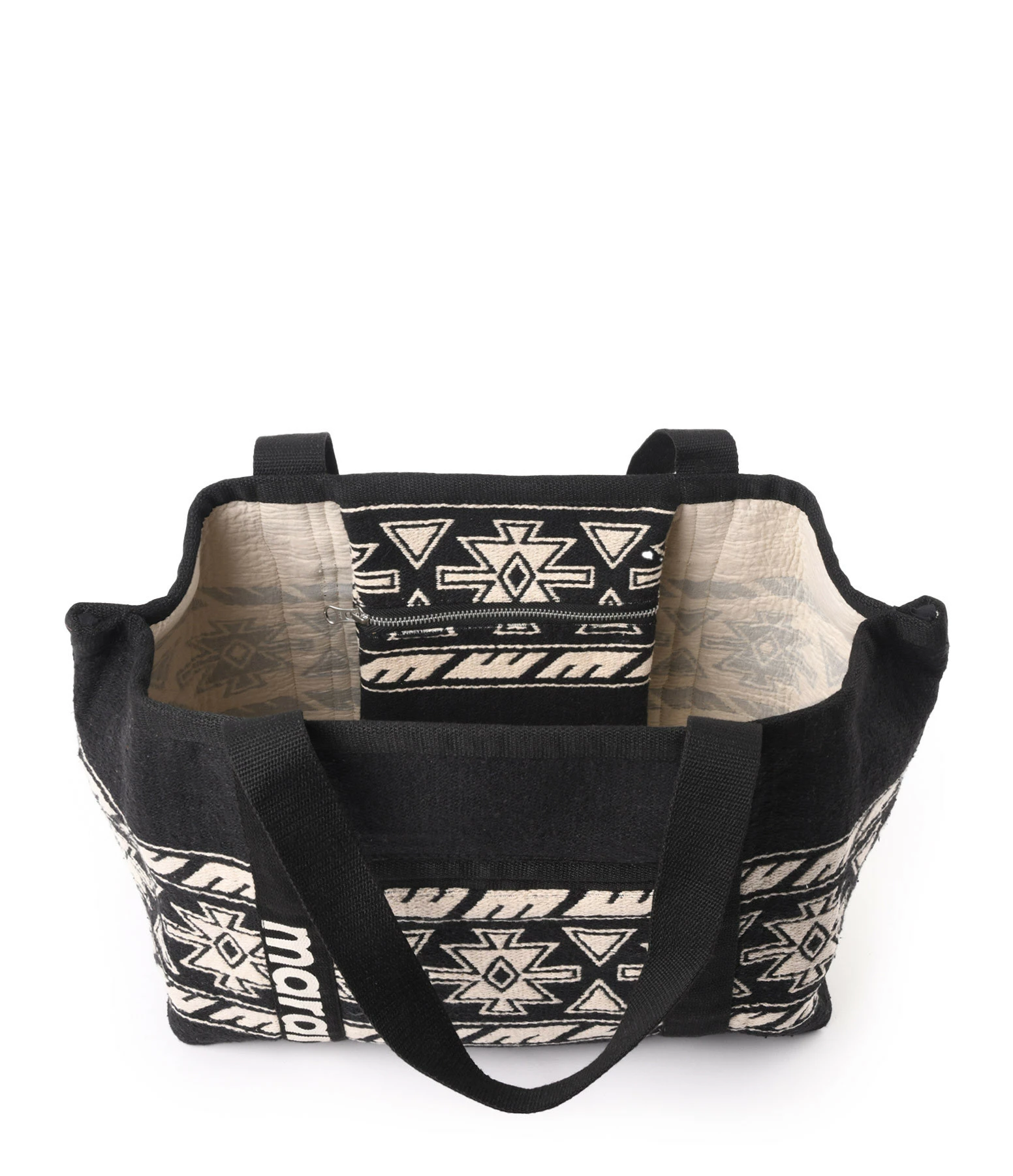 ISABEL MARANT Cabas Darwen Coton Noir Écru 5 ISABEL MARANT Cabas Darwen Coton Noir Écru – Image 3
