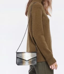 Alternative view of SISTA PARIS Sac Sam Cuir Python Noir Métallique