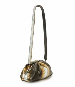 Alternative view of SISTA PARIS Sac Big Uniq Cuir Souple Python Noir Métallique