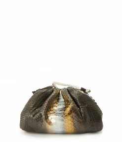 SISTA PARIS Sac Baby Uniq Cuir Souple Python Noir Métallique