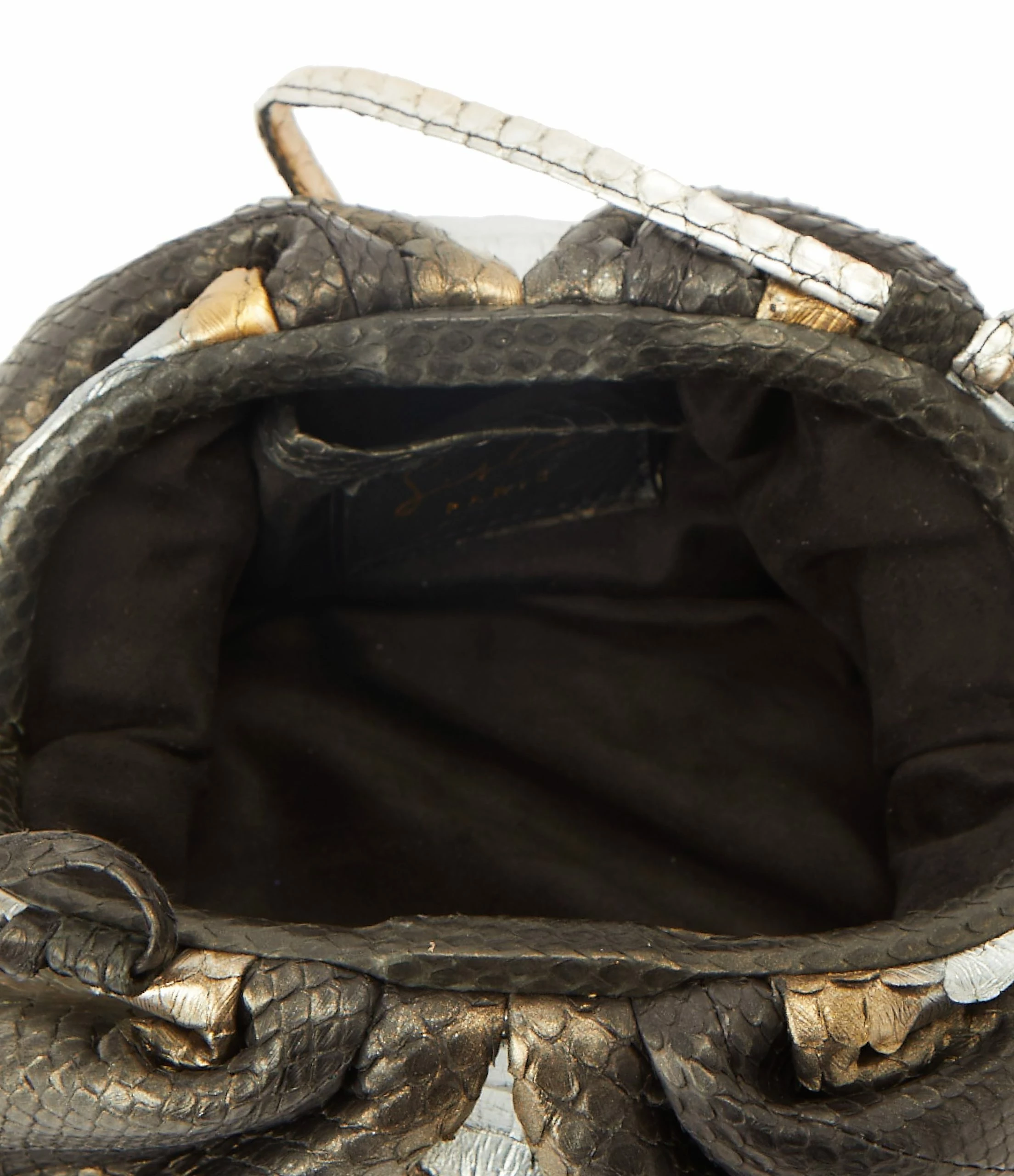 SISTA PARIS Sac Baby Uniq Cuir Souple Python Noir Métallique 5 SISTA PARIS Sac Baby Uniq Cuir Souple Python Noir Métallique – Image 3