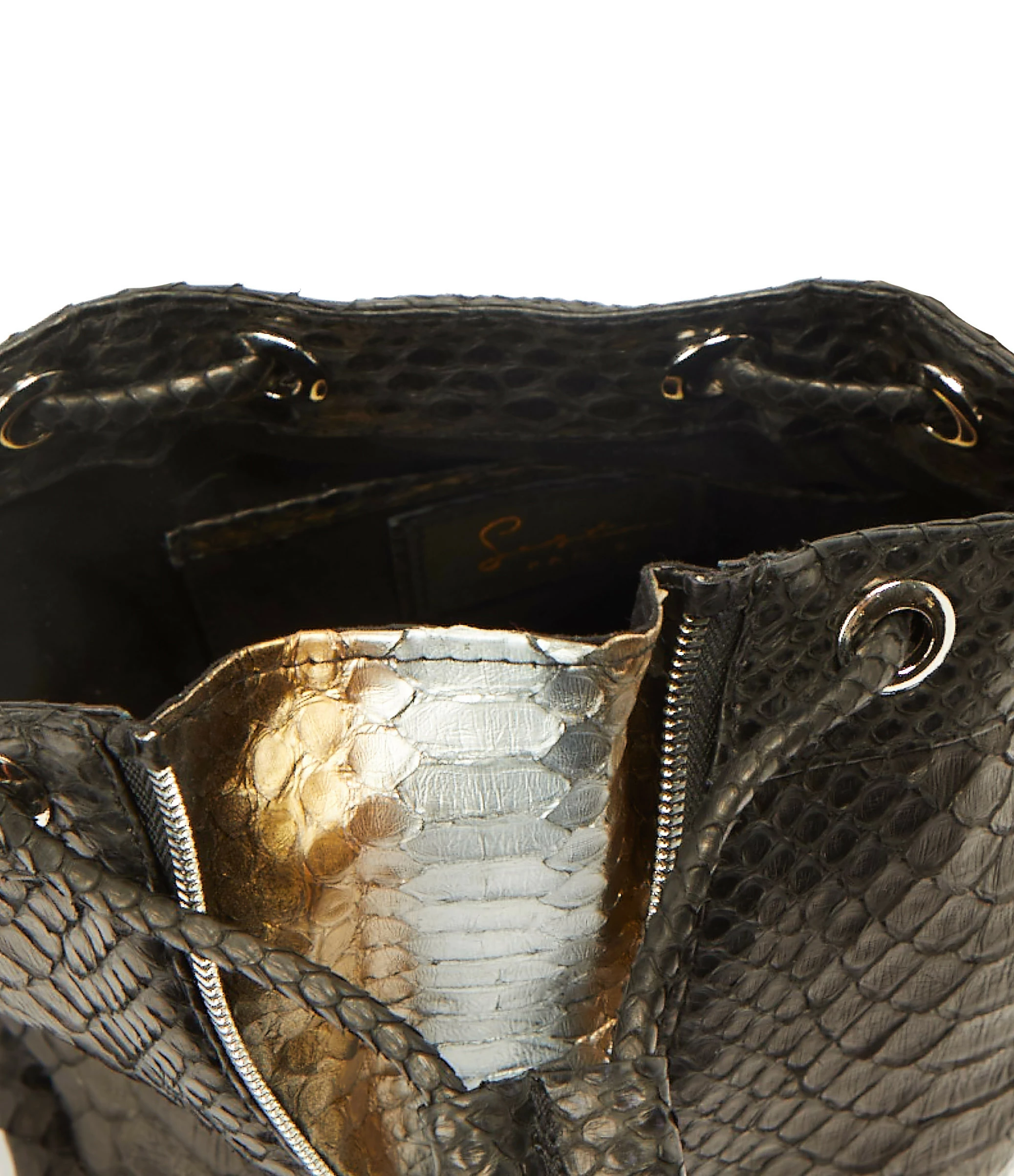 SISTA PARIS Sac Amber Cuir Python Noir 5 SISTA PARIS Sac Amber Cuir Python Noir – Image 3