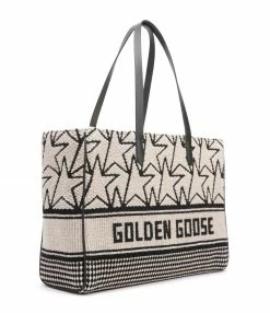 Alternative view of GOLDEN GOOSE Cabas California Jacquard Cuir Blanc Noir