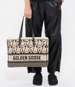 GOLDEN GOOSE Cabas California Jacquard Cuir Blanc Noir -jerome dreyfuss shop unnamed file 271