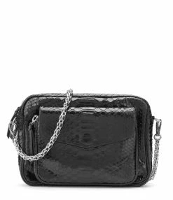CLARIS VIROT Sac Big Charly Python Chaîne Argentée Noir