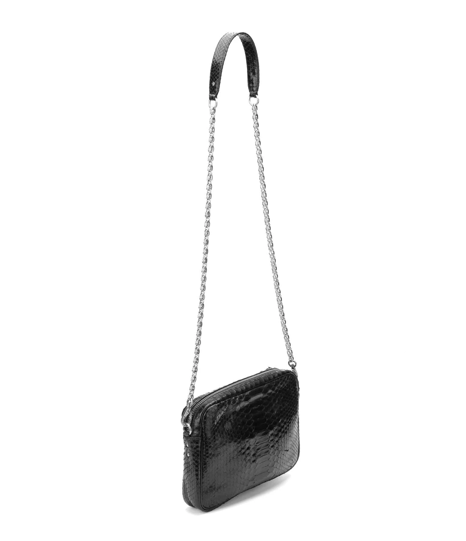 CLARIS VIROT Sac Big Charly Python Chaîne Argentée Noir 4 CLARIS VIROT Sac Big Charly Python Chaîne Argentée Noir – Image 2