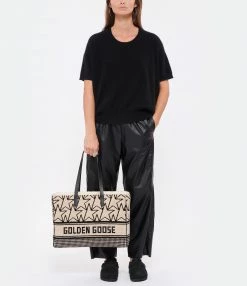 GOLDEN GOOSE Cabas California Jacquard Cuir Blanc Noir -jerome dreyfuss shop unnamed file 272