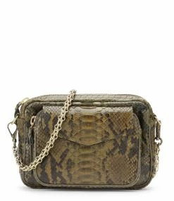 CLARIS VIROT Sac Charly Python Kaki Foncé