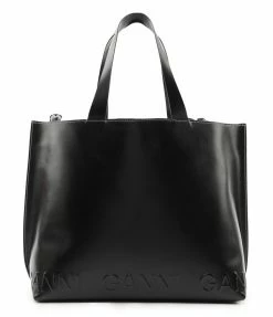 GANNI Cabas Cuir Recyclé Noir