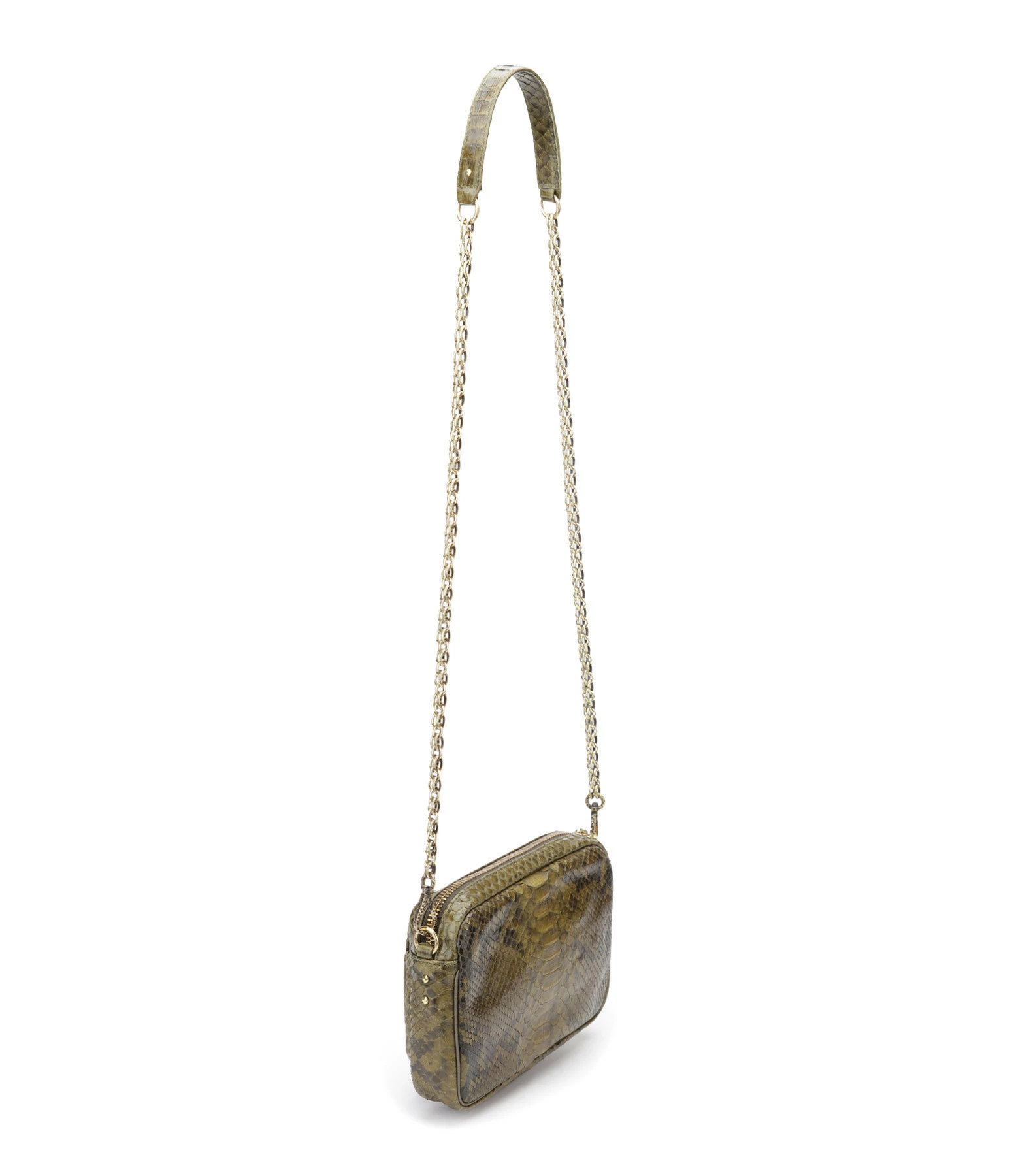 CLARIS VIROT Sac Charly Python Kaki Foncé 4 CLARIS VIROT Sac Charly Python Kaki Foncé – Image 2