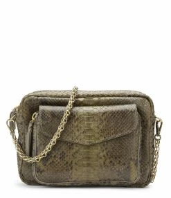 CLARIS VIROT Sac Big Charly Python Kaki Foncé