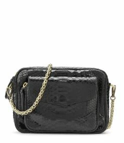 CLARIS VIROT Sac Big Charly Python Chaîne Dorée Noir