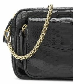 CLARIS VIROT Sac Big Charly Python Chaîne Dorée Noir -jerome dreyfuss shop unnamed file 2746