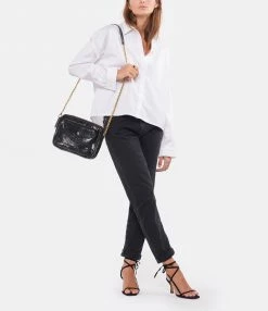 CLARIS VIROT Sac Big Charly Python Chaîne Dorée Noir -jerome dreyfuss shop unnamed file 2748