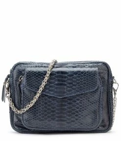 CLARIS VIROT Sac Big Charly Python Navy Argentée