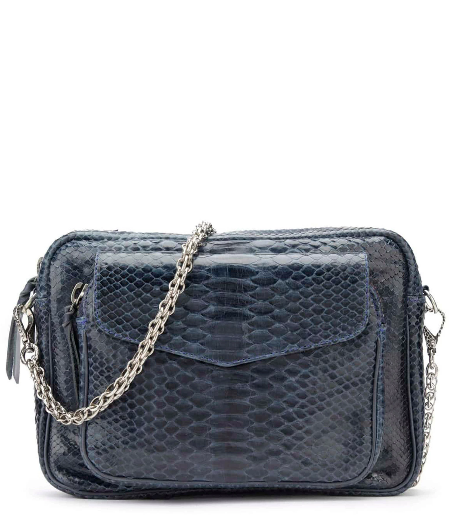 CLARIS VIROT Sac Big Charly Python Navy Argentée 3 CLARIS VIROT Sac Big Charly Python Navy Argentée