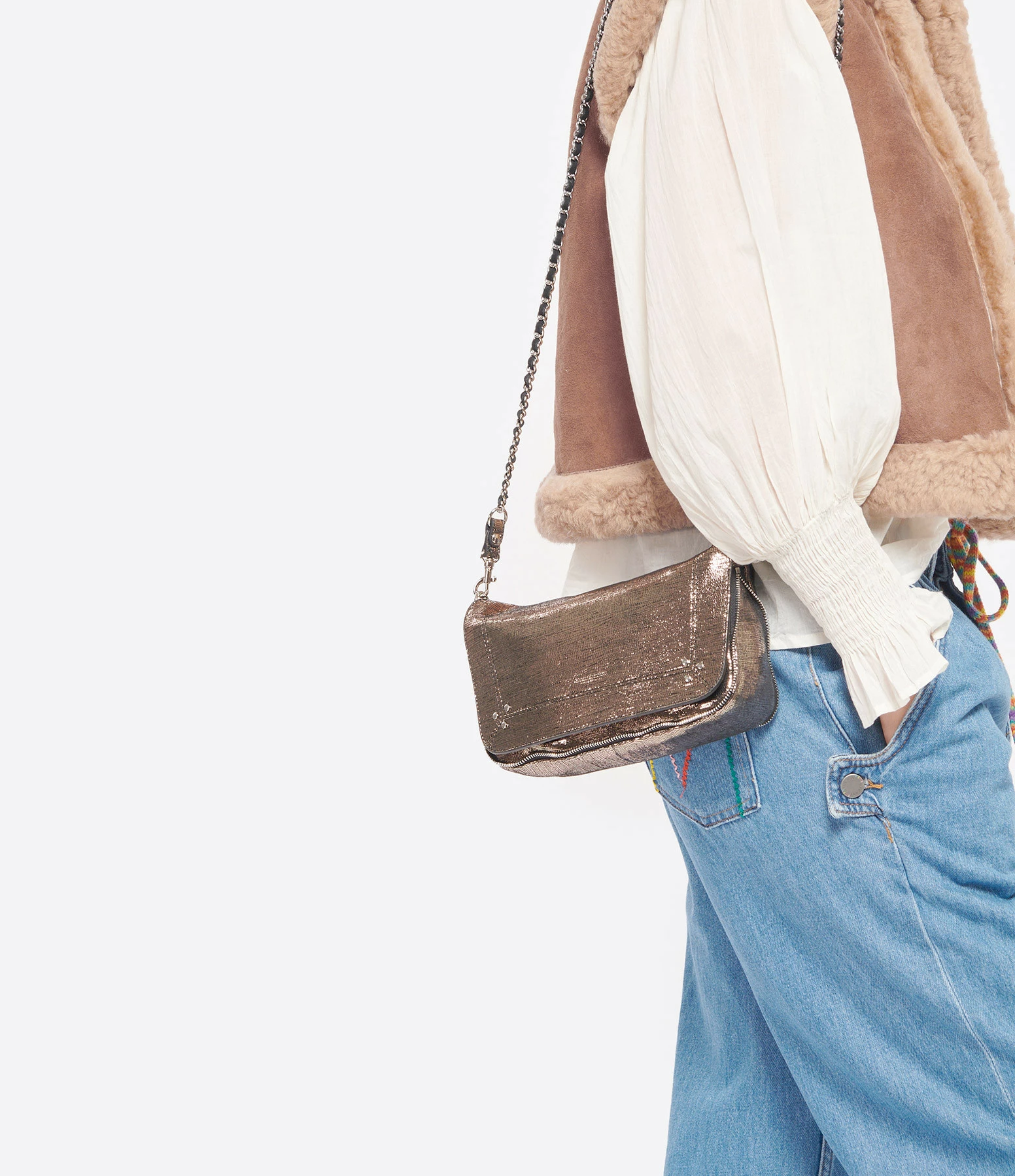 JEROME DREYFUSS Sac Bobi S Cuir Lamé Champa 7 JEROME DREYFUSS Sac Bobi S Cuir Lamé Champa – Image 5