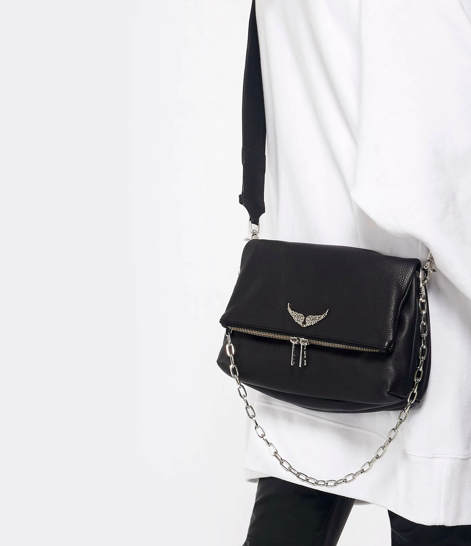 ZADIG & VOLTAIRE Sac Rocky Cuir Grainé Noir 8 ZADIG & VOLTAIRE Sac Rocky Cuir Grainé Noir – Image 6
